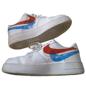 Nike Air Force 1 Women's Size 7.5 Low 82 Double Swoosh Red White Blue Shoes